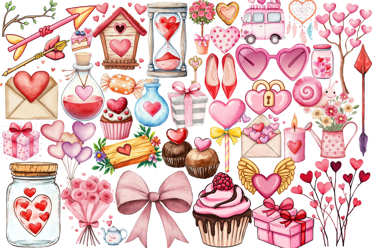 Watercolor valentine's day, an Illustration by Design Market (Photo 2 of 5)