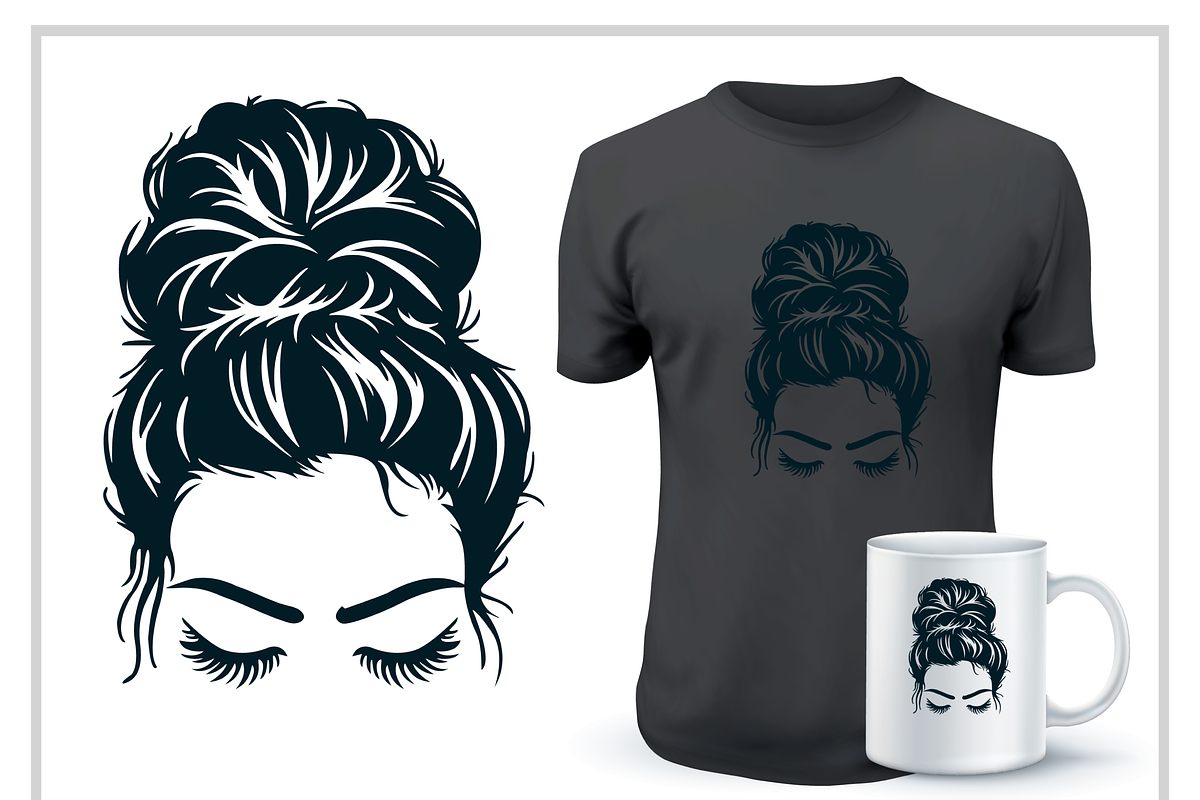 Chic Bun Girl Graphic Set, a Person Illustration by CarWrap design (Photo 3 of 3)