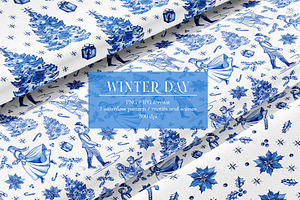 Winter Day Seamless Patterns Clipart