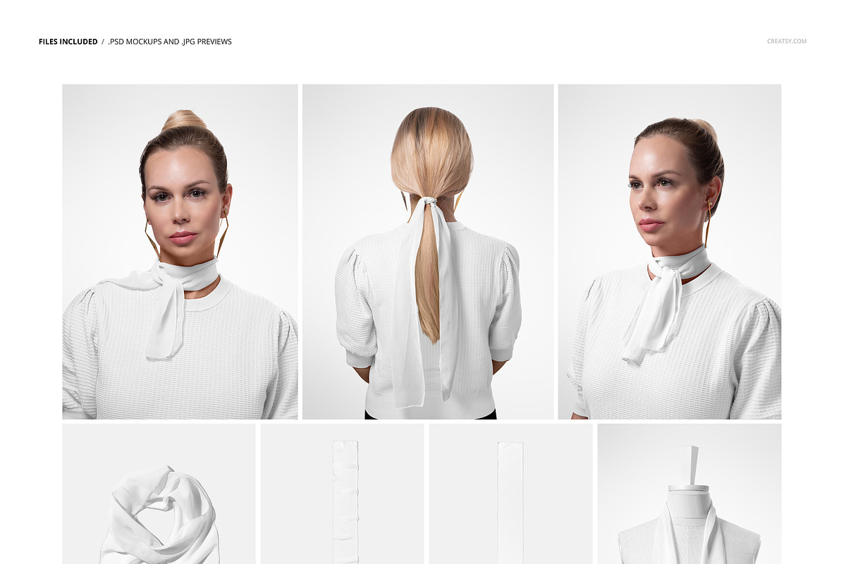 13x103cm Chiffon Silk Scarf Mockup, a Mask Mockup by creatsy5 (Photo 2 of 9)