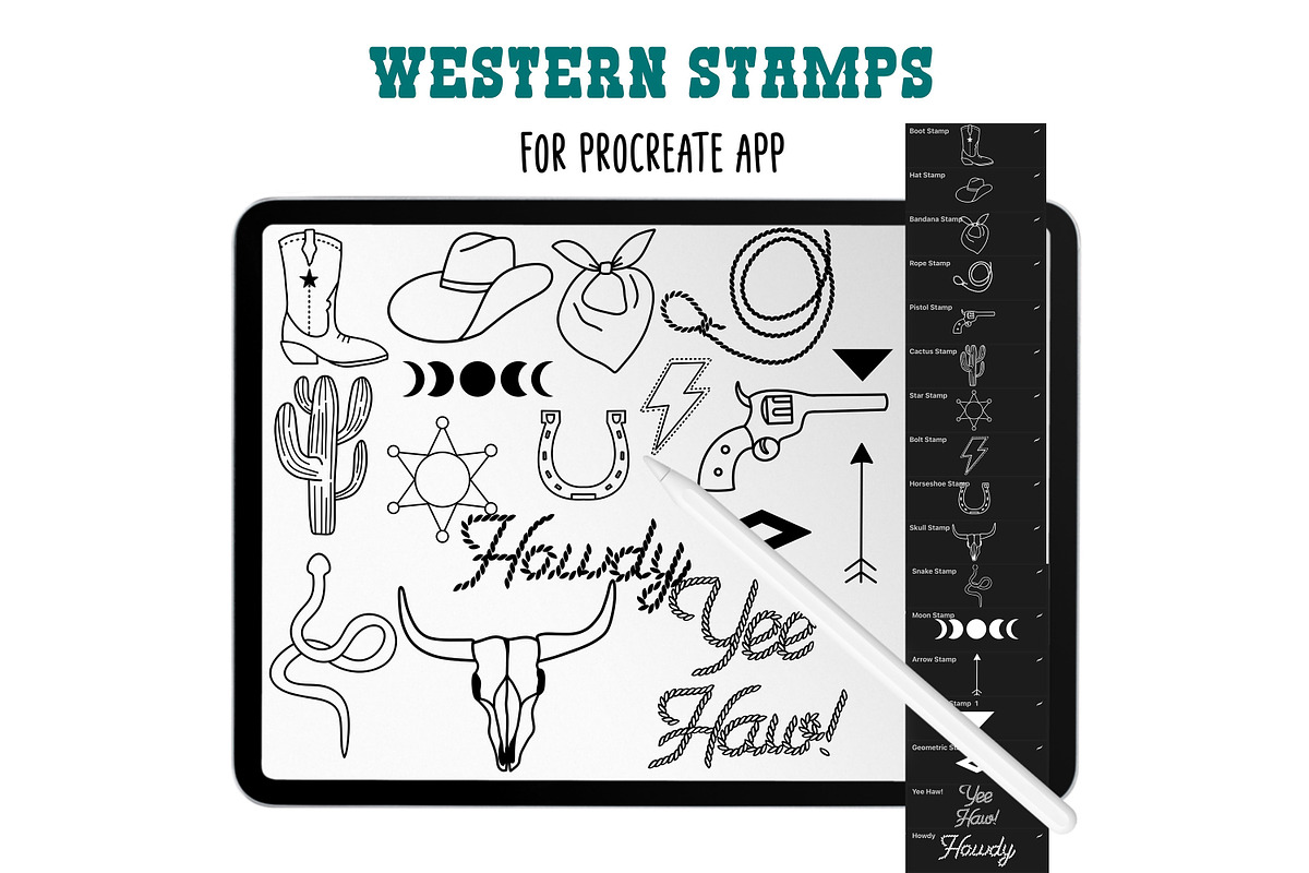 Western Procreate Brushes and Stamps, a Brushes & More by Brush Lab (Photo 5 of 8)
