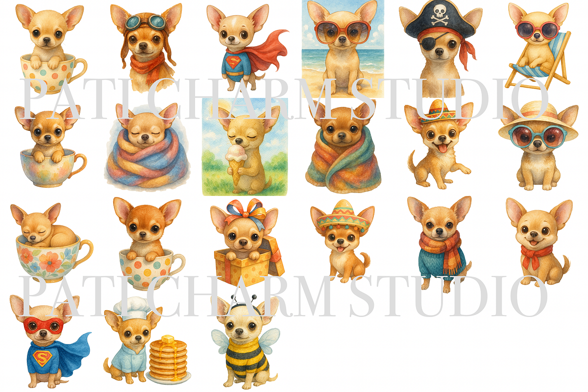 21 Chihuahua Clipart, an Animal Illustration by Pati Charm Studio (Photo 2 of 8)