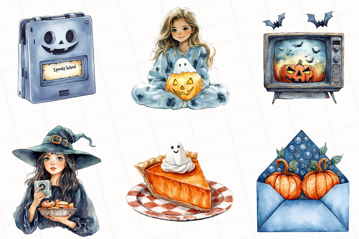 Nostalgic 90s Halloween Clipart, an Illustration by OK Design (Photo 3 of 5)