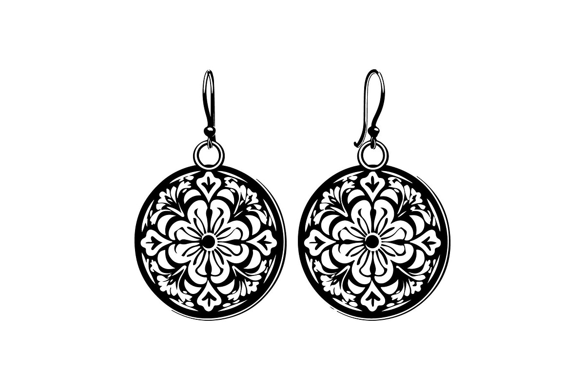 Teardrop Filigree Earrings SVG, an Object Graphic by jahid234 (Photo 5 of 13)