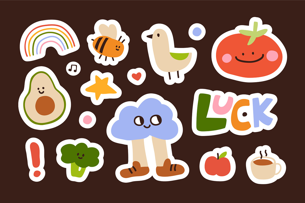 Cute sticker pack, doodle elements, a Decorative Illustration by Good Studio (Photo 2 of 7)
