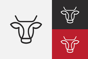 line cow head logo design, a Branding & Logo Template by funpixel