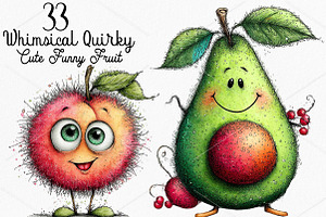 Whimsical Quirky Cute Funny Fruit, a Seasonal Illustration by Canvas Craft