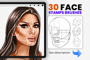 30 Guide Stamp Brushes Procreate, a Brush Add-On by Procreate Market (Thumbnail 1 of 4)