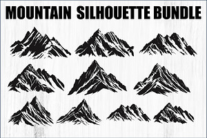 Mountain Tree Silhouette Bundle, an Object Graphic by balal