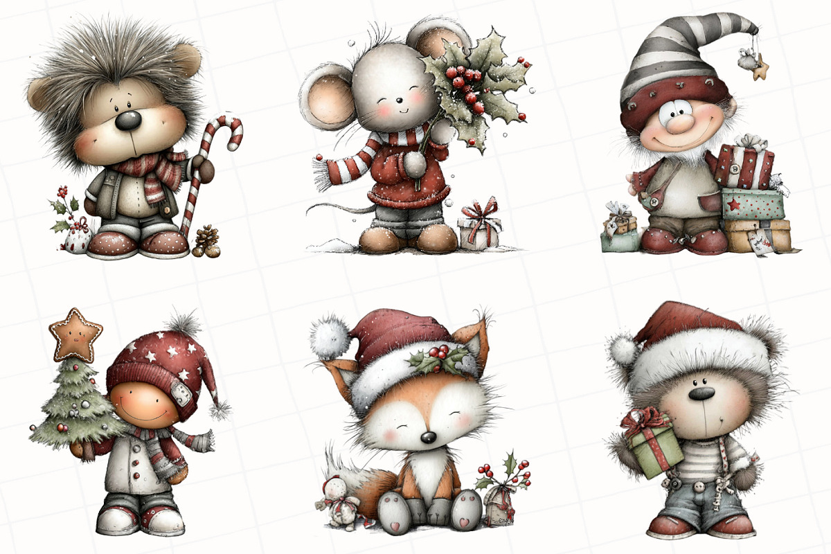 Whimsical Christmas Clipart Bundle, an Illustration by OK Design (Photo 4 of 6)