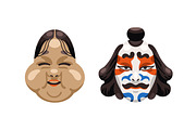 Japanese Kabuki theater masks set, a Decorative Illustration by PaperTrident (Thumbnail 7 of 7)