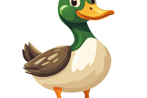 Adorable Cartoon Mallard Duck Happy, an Animal Photo by Pixeness Studio