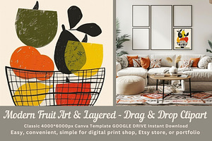 Modern Fruit Art & Layered Clipart