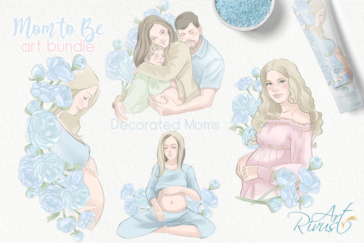 Mother to be PNG Clip Art Pregnancy, a Decorative Illustration by RivusArt (Photo 3 of 9)