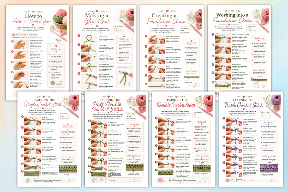 Beginner’s Guide to Learning Crochet, a Stationery Template by Designmela01 (Photo 2 of 4)