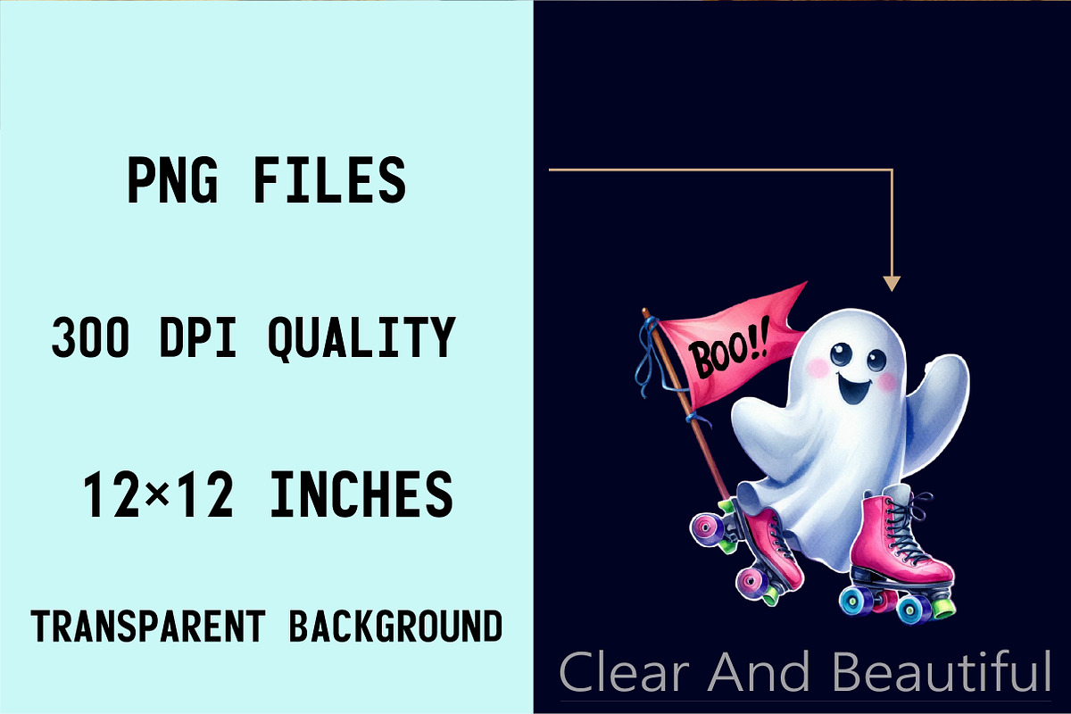 Watercolor Cute Boo Halloween Clipar, an Illustration by SVGArt (Photo 4 of 8)