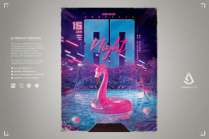 80s Night Flyer Retrowave Pool Party