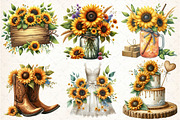 Rustic Watercolor Sunflower Wedding, an Illustration by DreamCafeArt (Thumbnail 2 of 5)