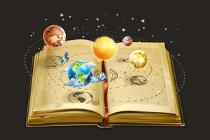 Book On Astronomy Illustration