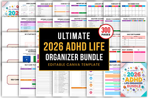 Ultimate 2026 ADHD Life Organizer, a Stationery Template by Mustafiz