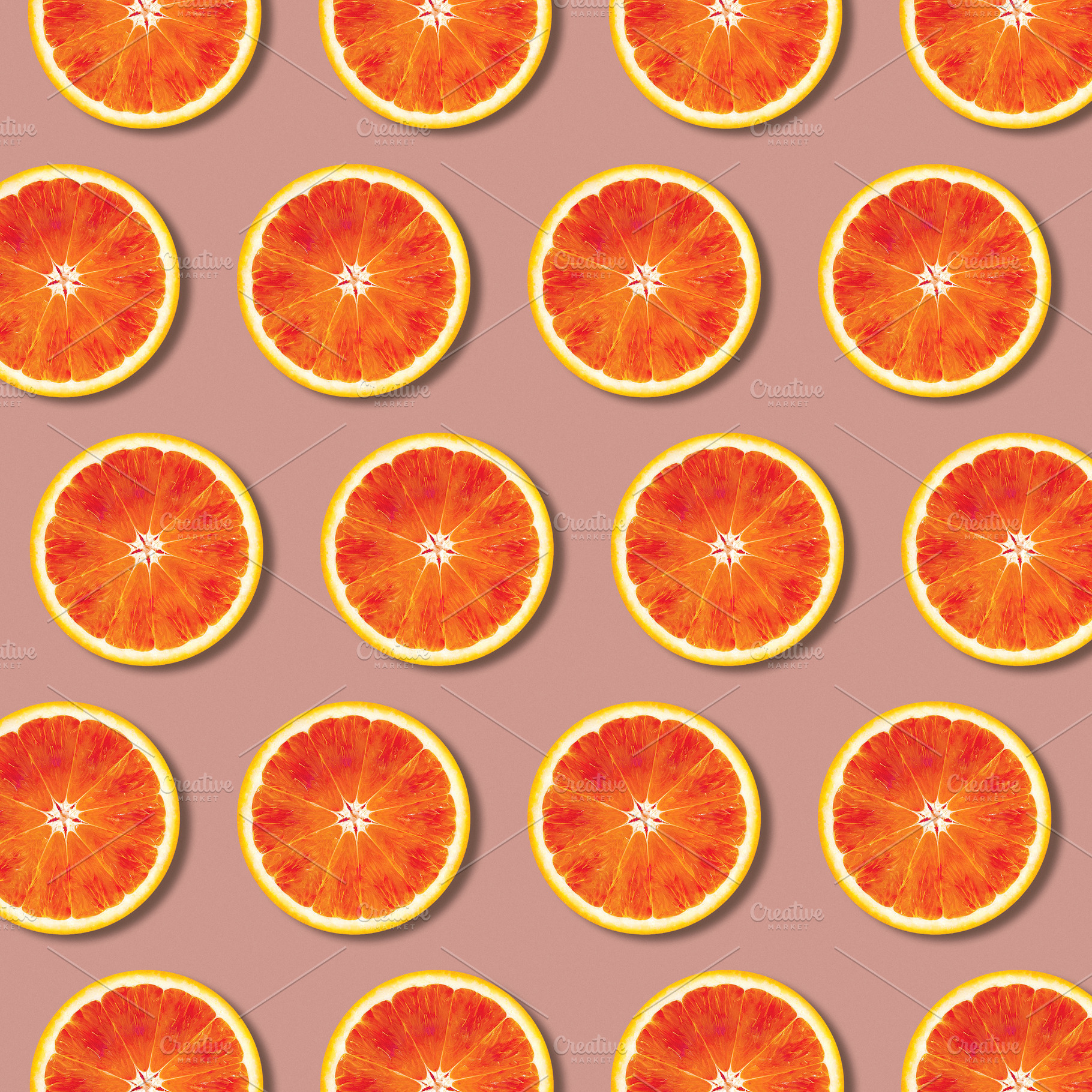 Red orange fruit slices pattern, a Food & Drink Photo by BOOCYS