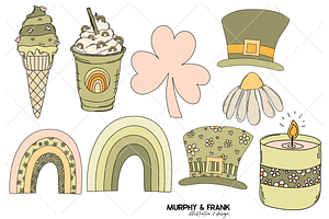 Retro St Patricks Day Groovy Clipart