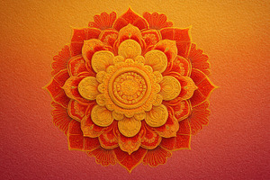 Intricate Orange and Gold Mandala De, a Photo by Pixeness Studio