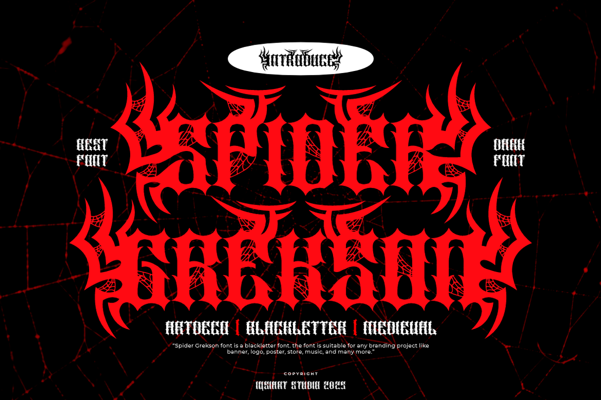 Spider Grekson - Artdeco Font, a Blackletter Font by Iqsiart Studio (Photo 3 of 12)