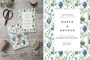 Watercolor blue flowers pattern set, a Pattern Graphic by Art and Funny (Thumbnail 3 of 11)