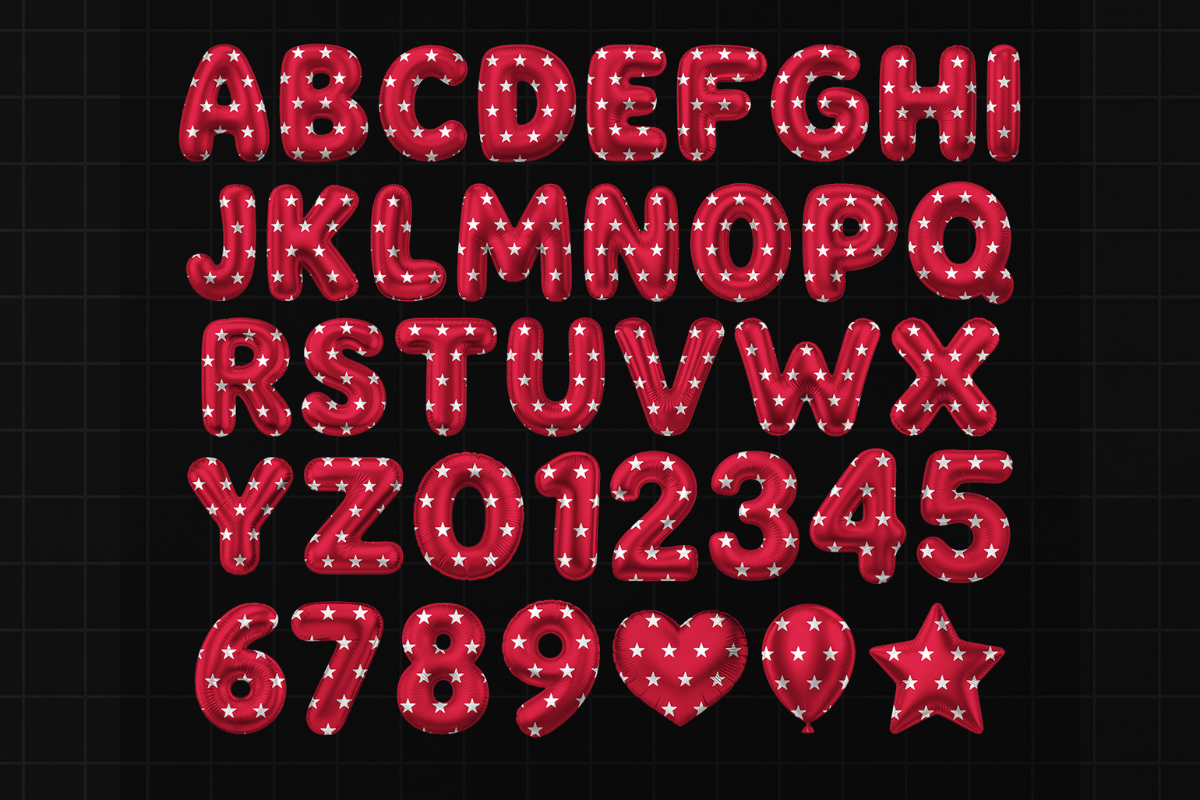 American USA Flag Balloon Font PNG, a Symbol Font by Jozoor (Photo 6 of 9)