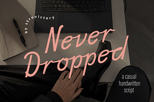 NeverDropped Handwritten Thin Script, a Script Font by Struvictory.art