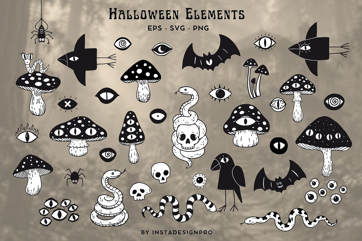 WHIMSICAL HALLOWEEN Clipart Bundle, a Decorative Illustration by InstaDesignPro (Photo 4 of 13)