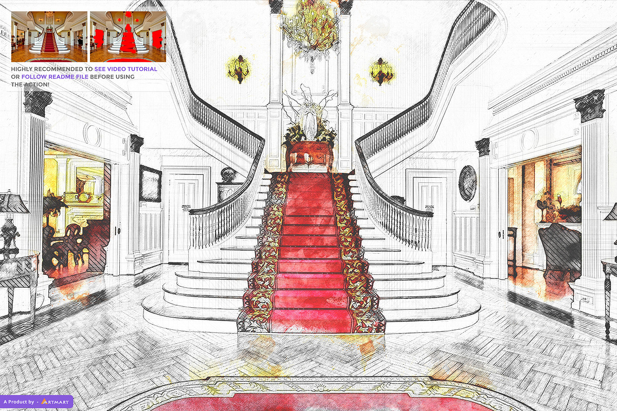 Sketchy - Artistic Color Sketch, an Action Add-On by A R T M A R T (Photo 2 of 10)