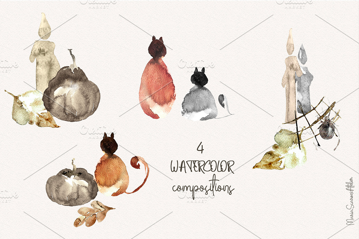 Spooky Season - Watercolor Clipart, a Seasonal Illustration by MariaScaroniAtelier (Photo 5 of 9)