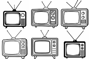 Set of Retro TV with antenna vector, an Object Graphic by Billah Hub