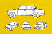 Hand-Drawn Old Lada Car, an Illustration by Mantas Bac (Thumbnail 2 of 2)