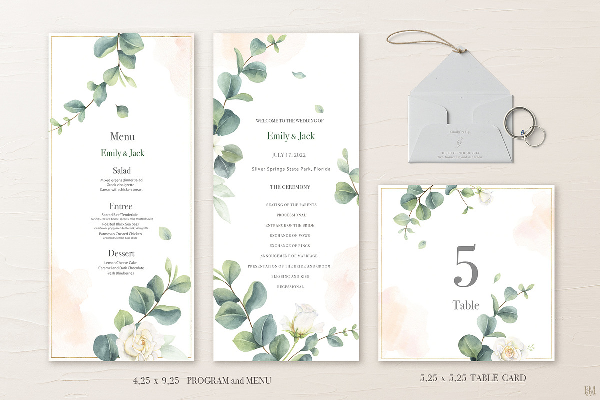 Eucalyptus Wedding Stationary, an Illustration by Elena Medvedeva (Photo 3 of 8)