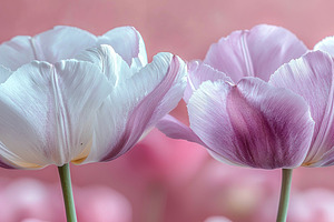 Delicate white and lavender tulips in soft focus with detailed p, a Nature Photo by José Manuel Gelpi