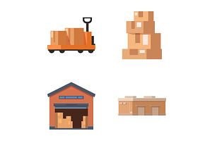 Flat design warehouse and logistics, a Transportation Illustration by Ylivdesign