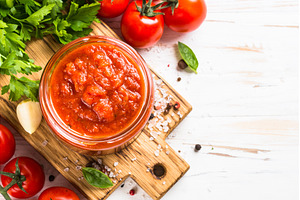 Tomato sauce with herbs and spices, a Food & Drink Photo by Nadia-nb