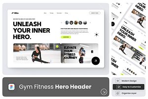 Blitz - Gym Fitness Hero Header, an UI Kit Template by Annora Studio