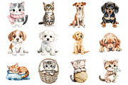 Watercolor Cute Cats & Dogs, an Illustration by Design Market (Thumbnail 2 of 3)