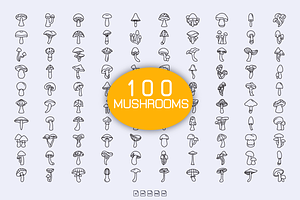 Mushroom and Toadstool Icons Vector