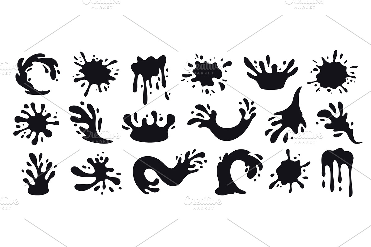 Water splash shapes with droplets, an Object Illustration by winwin.art