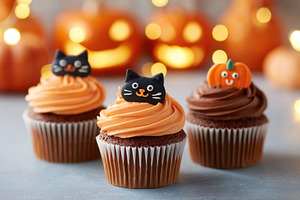 Festive cupcakes decorated for halloween holiday, a Food & Drink Photo by AlyaAnd