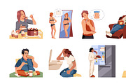 Eating disorder people. Unhealthy, a Food Illustration by YummyBuum (Thumbnail 3 of 3)