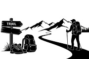 Hiking Adventure Silhouette Bundle, an Illustration by yasushie (Thumbnail 5 of 51)
