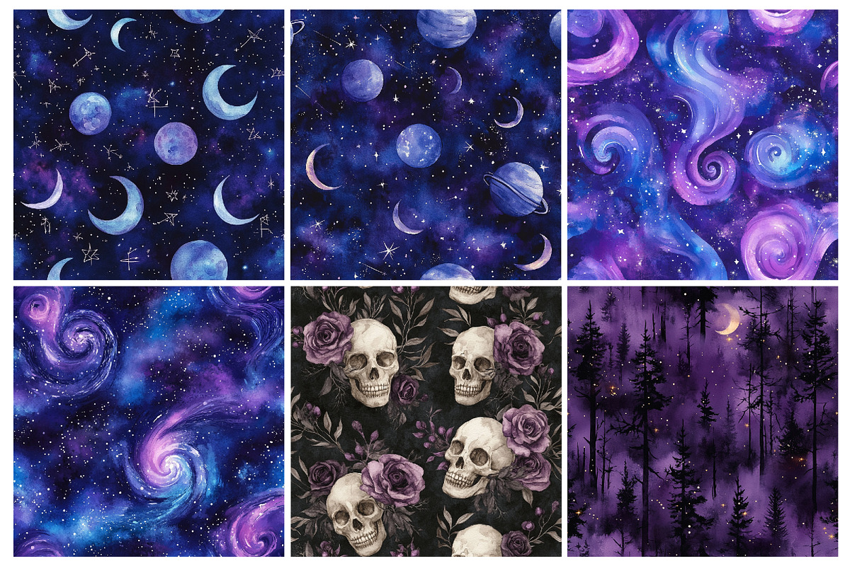 Twilight Witch Digital Paper, a Pattern Graphic by CitraGraphics (Photo 2 of 4)