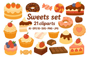Sweet Dessert Clipart Set