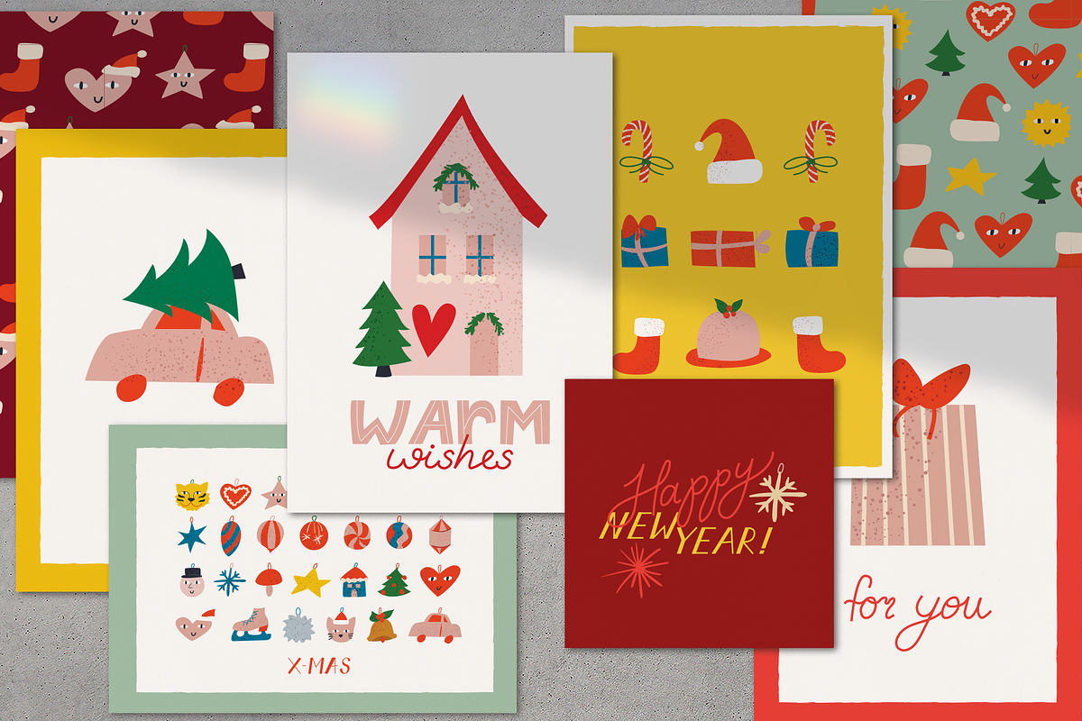 Retro Christmas and New Year, a Texture Illustration by Felizabeth Design (Photo 3 of 13)